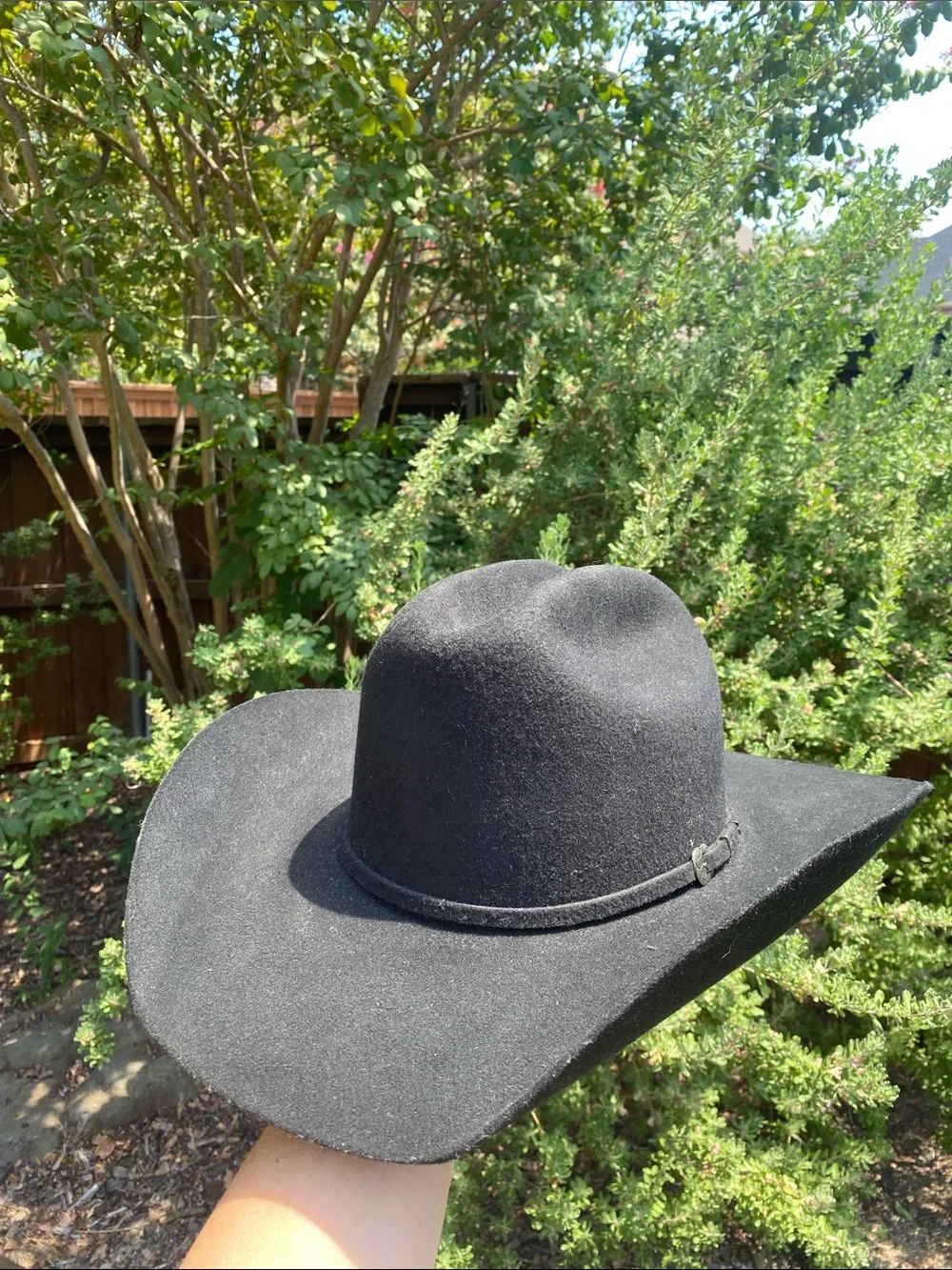 Twister 2X Black Wool Felt DALLAS Western Hat with Silver 3 pc. Buckle hatband